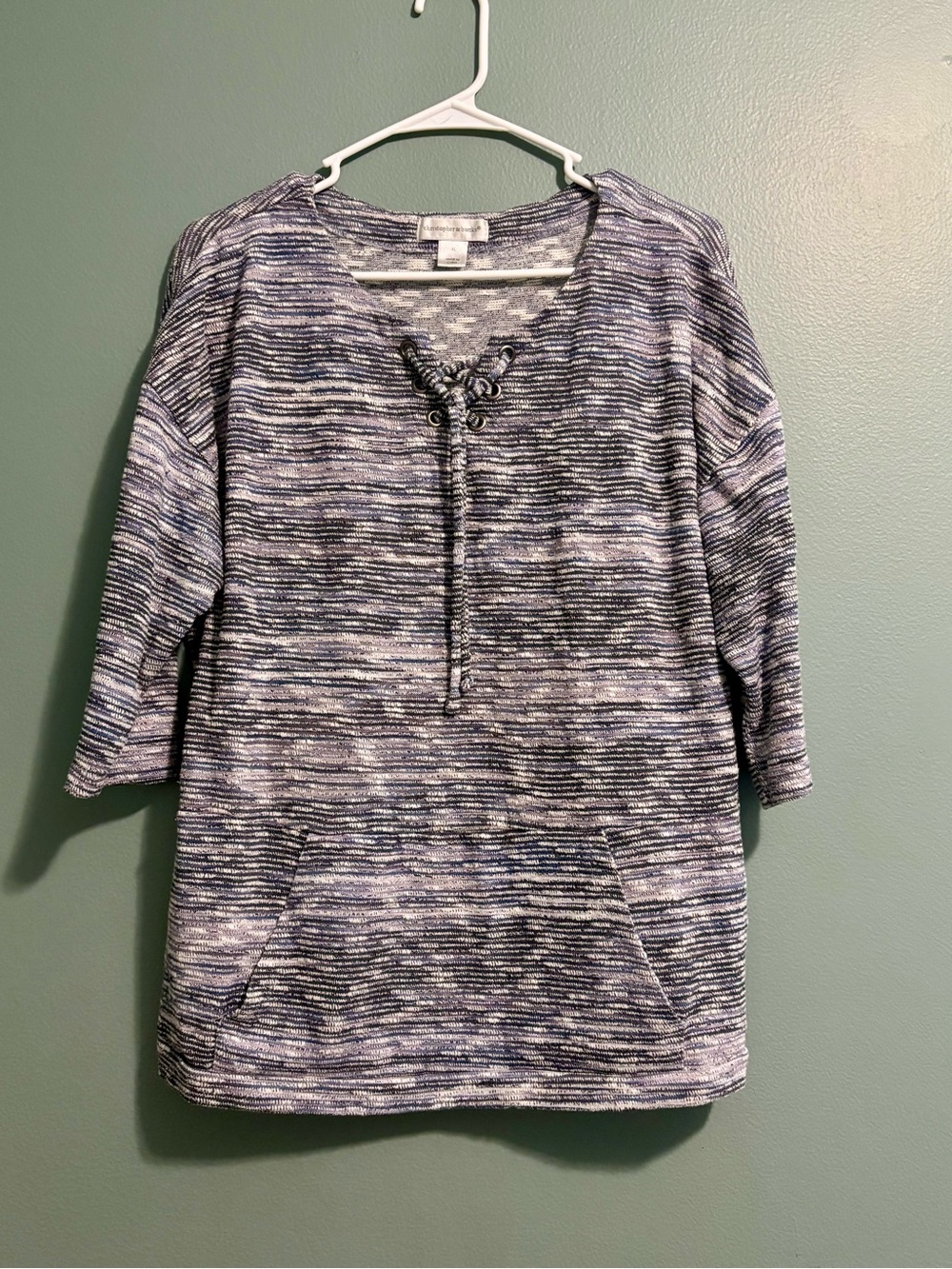 Christopher & Banks Navy and White Striped Pullover Top